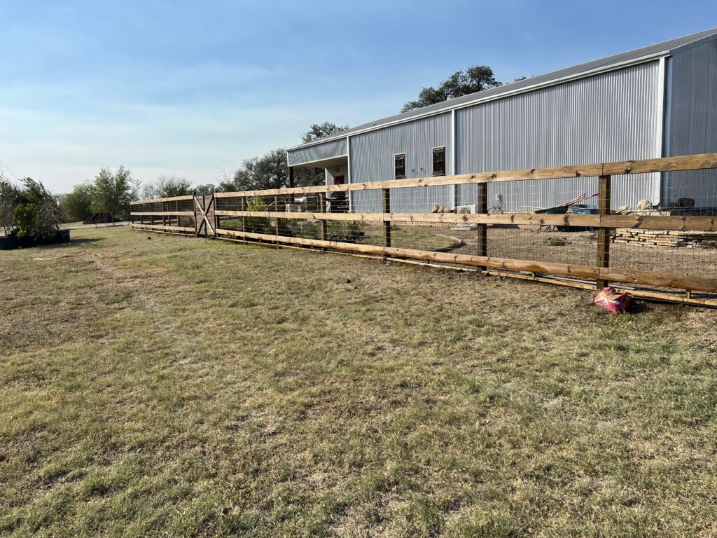 3 rail farm fence with hog panel